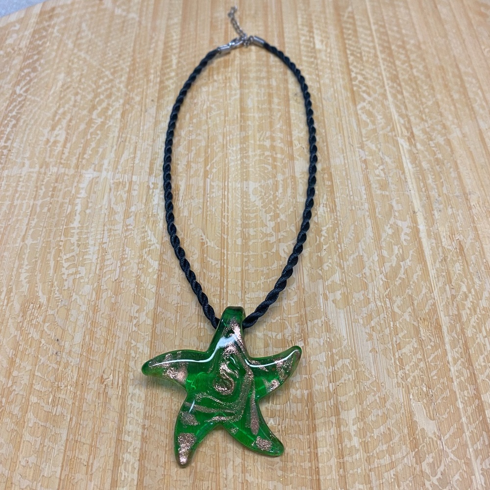 Glass Starfish Pendant Necklace